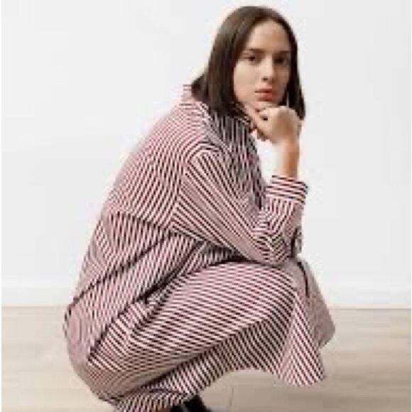 PRIORY Aise Dress Striped Poplin Burnt Orange / White in M/L​​​​ - Picture 5 of 7